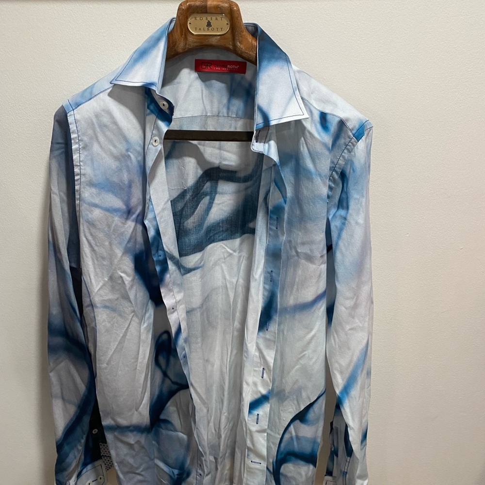 Blue and white button down